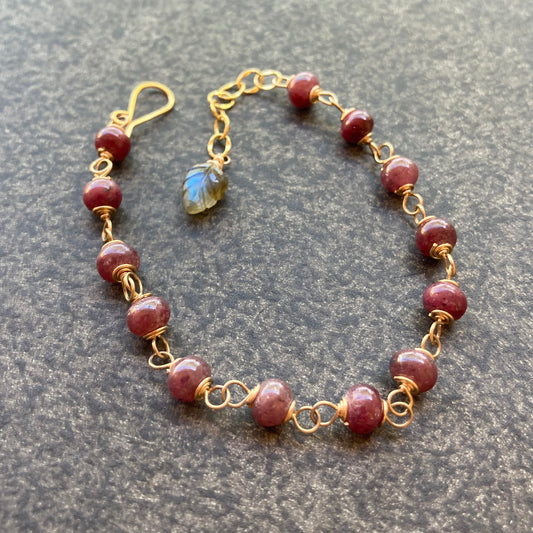 Natural Ruby & Gold Bracelet