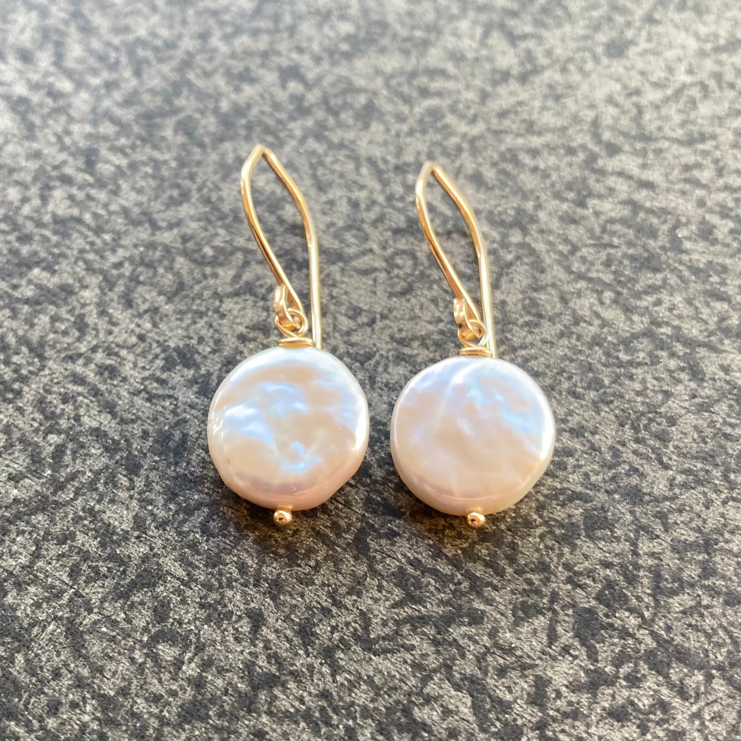 Freshwater Coin Pearl & Gold Earrings