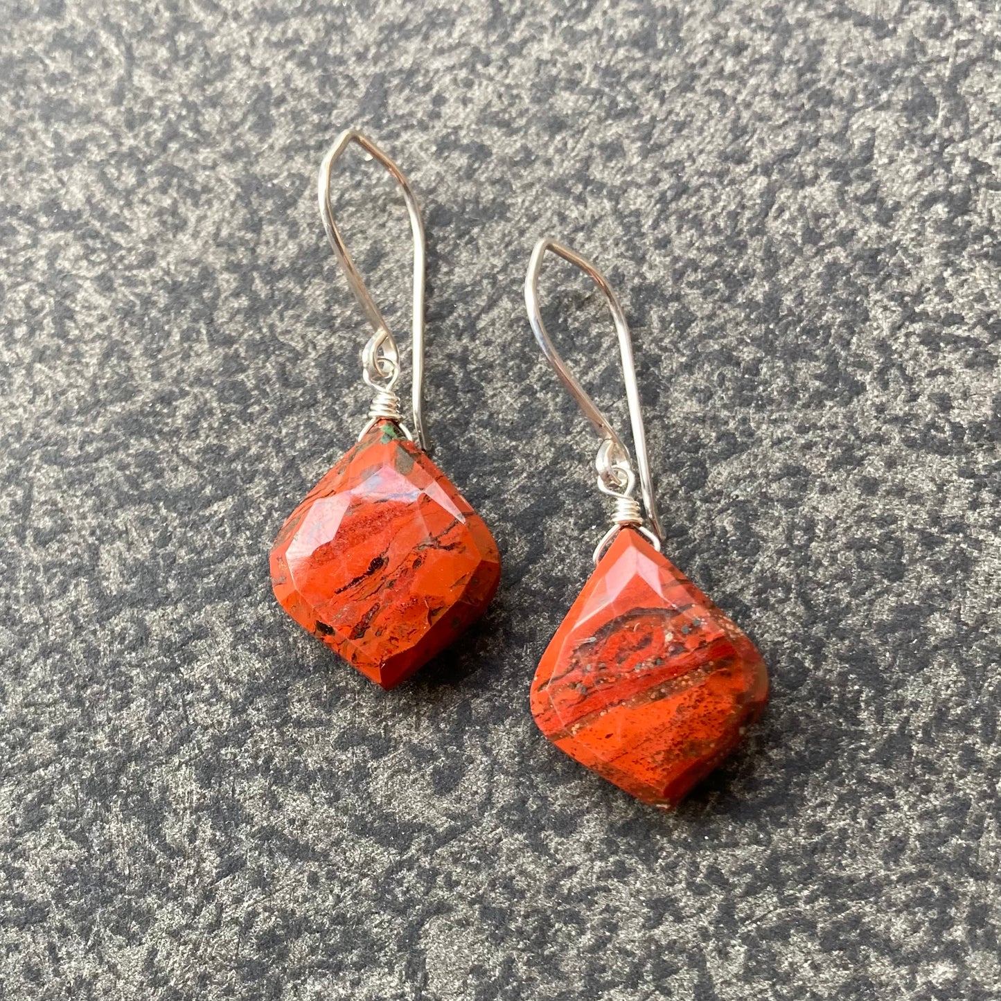 Red Jasper & Sterling Silver Earrings