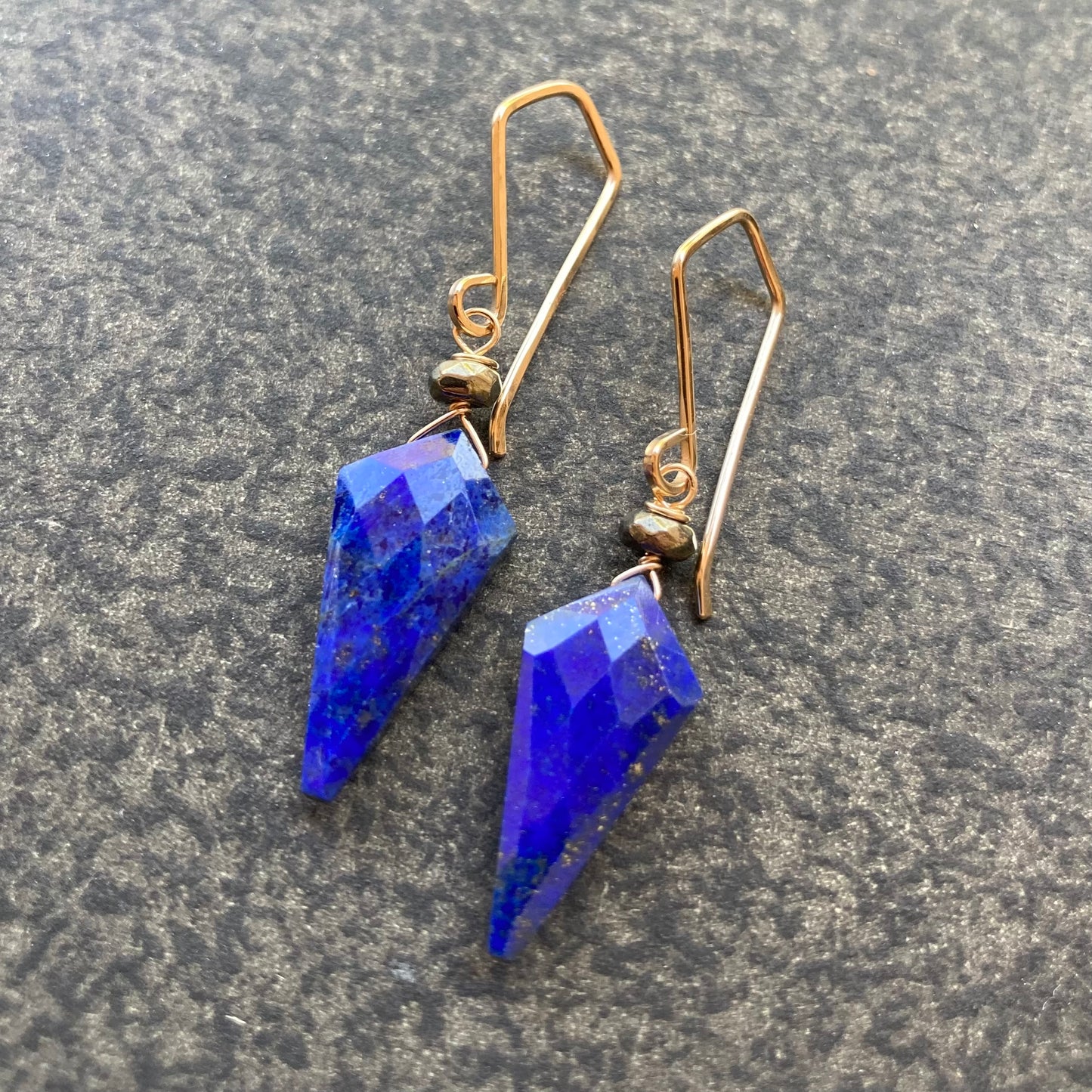 Lapis Lazuli & Gold Arrowhead Earrings