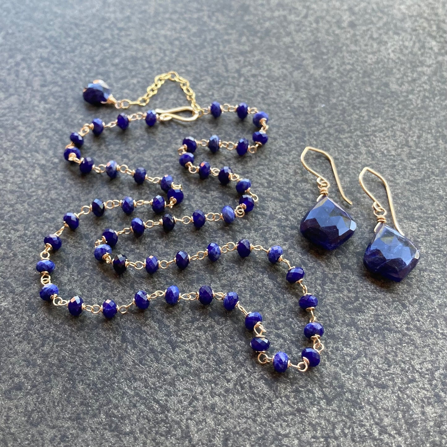 Sodalite & Gold Earrings