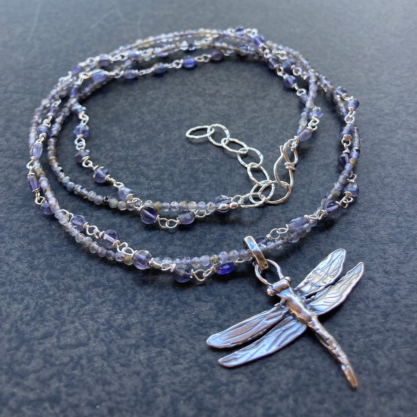 Iolite & Sterling Silver Dragonfly Necklace