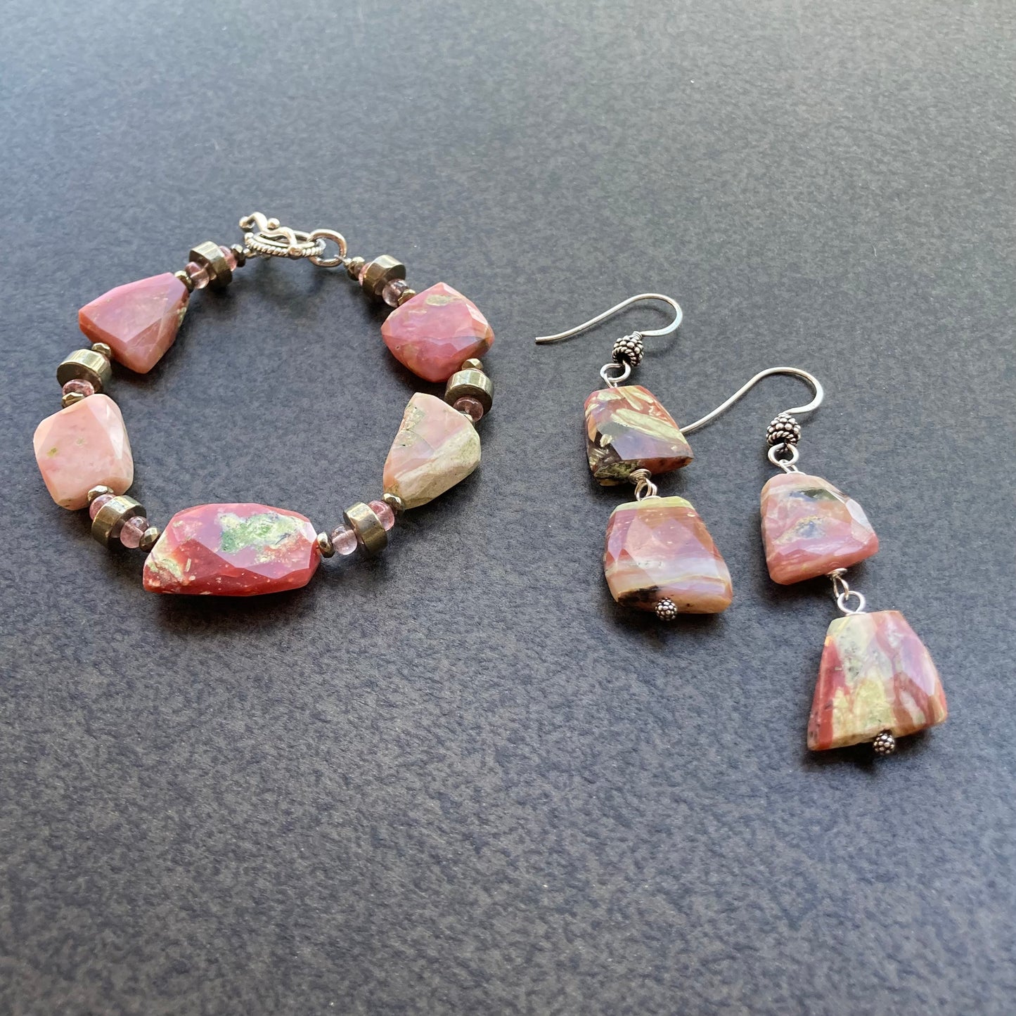 Peruvian Pink Opal & Sterling Silver Earrings