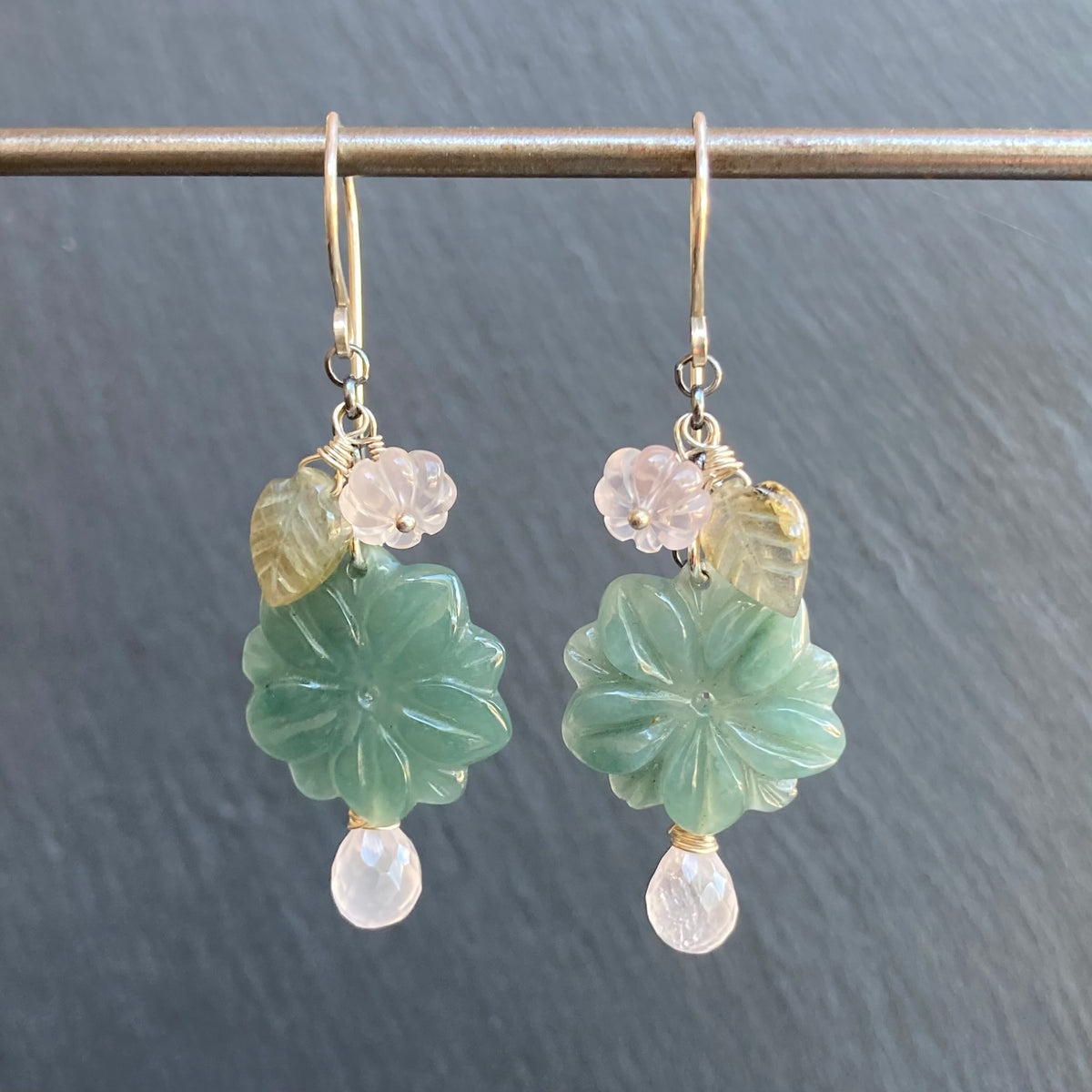 Guatemalan Jade & Sterling Silver Winter Succulent Earrings