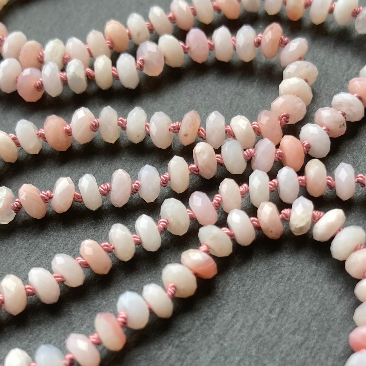 Peruvian Pink Opal Hand Knotted Silk Necklace
