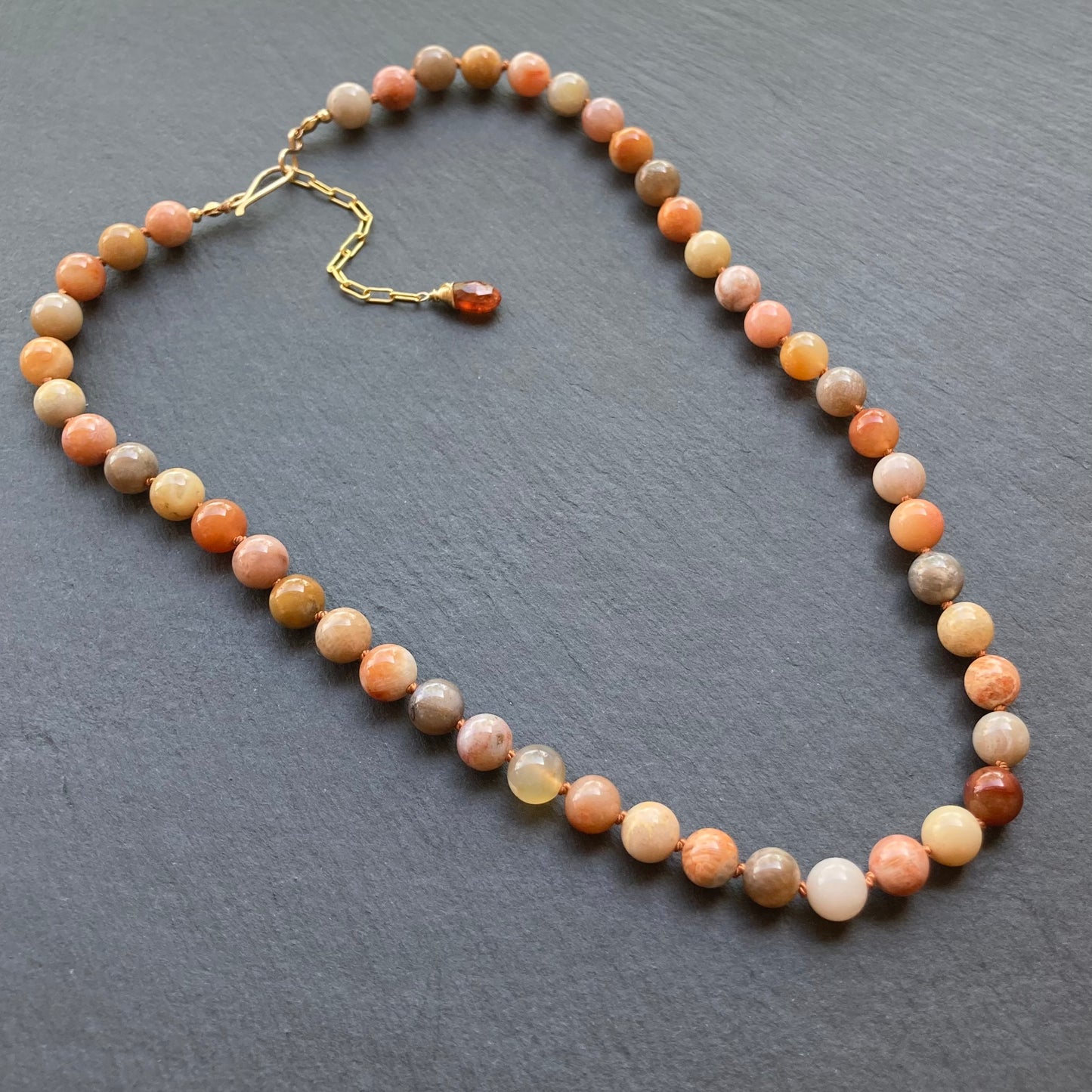 Fossil Coral Hand Knotted Silk Necklace