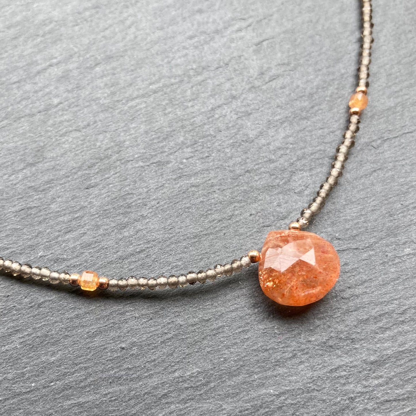 Sunstone, Smoky Quartz & Rose Gold Choker