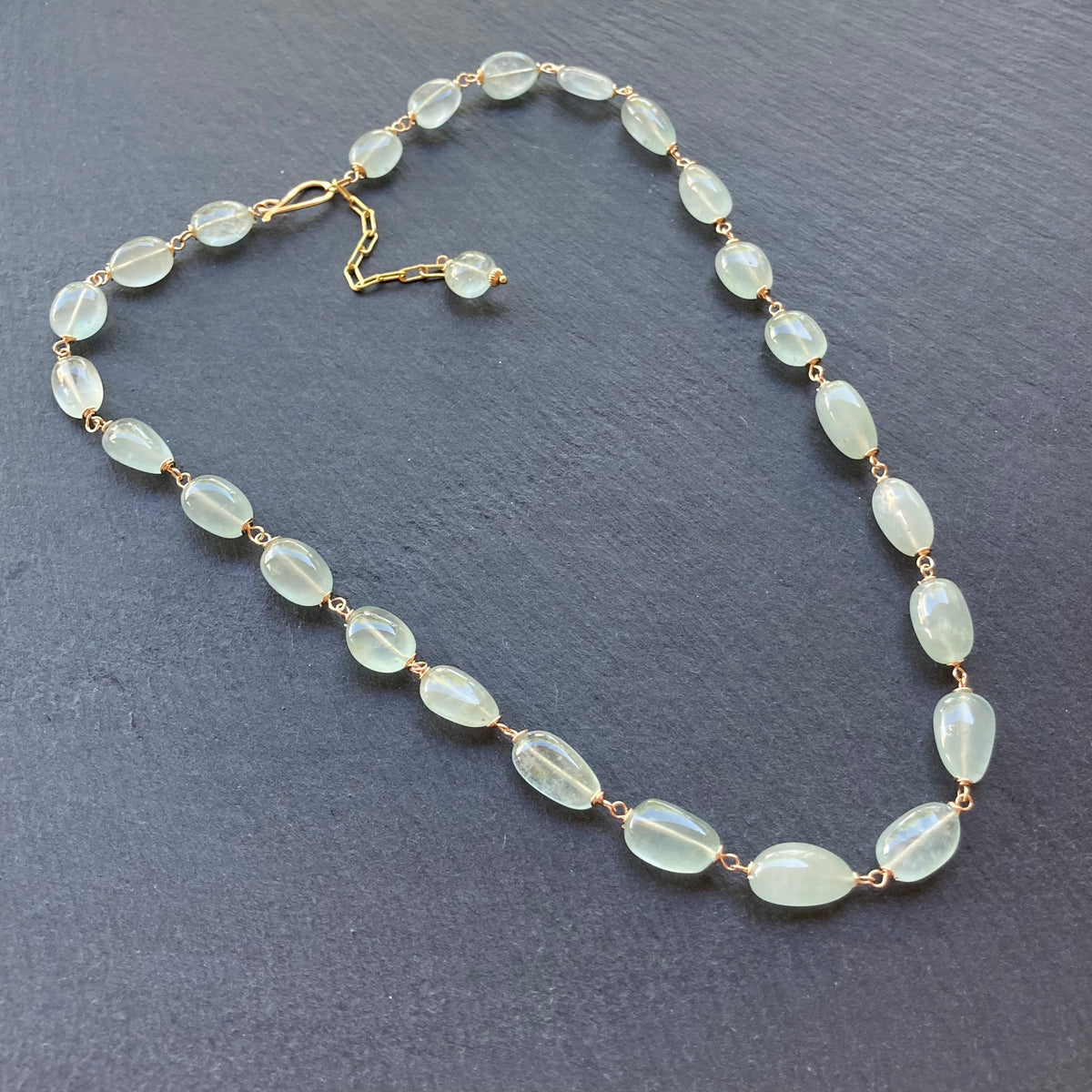 Moss Aquamarine & Gold Necklace