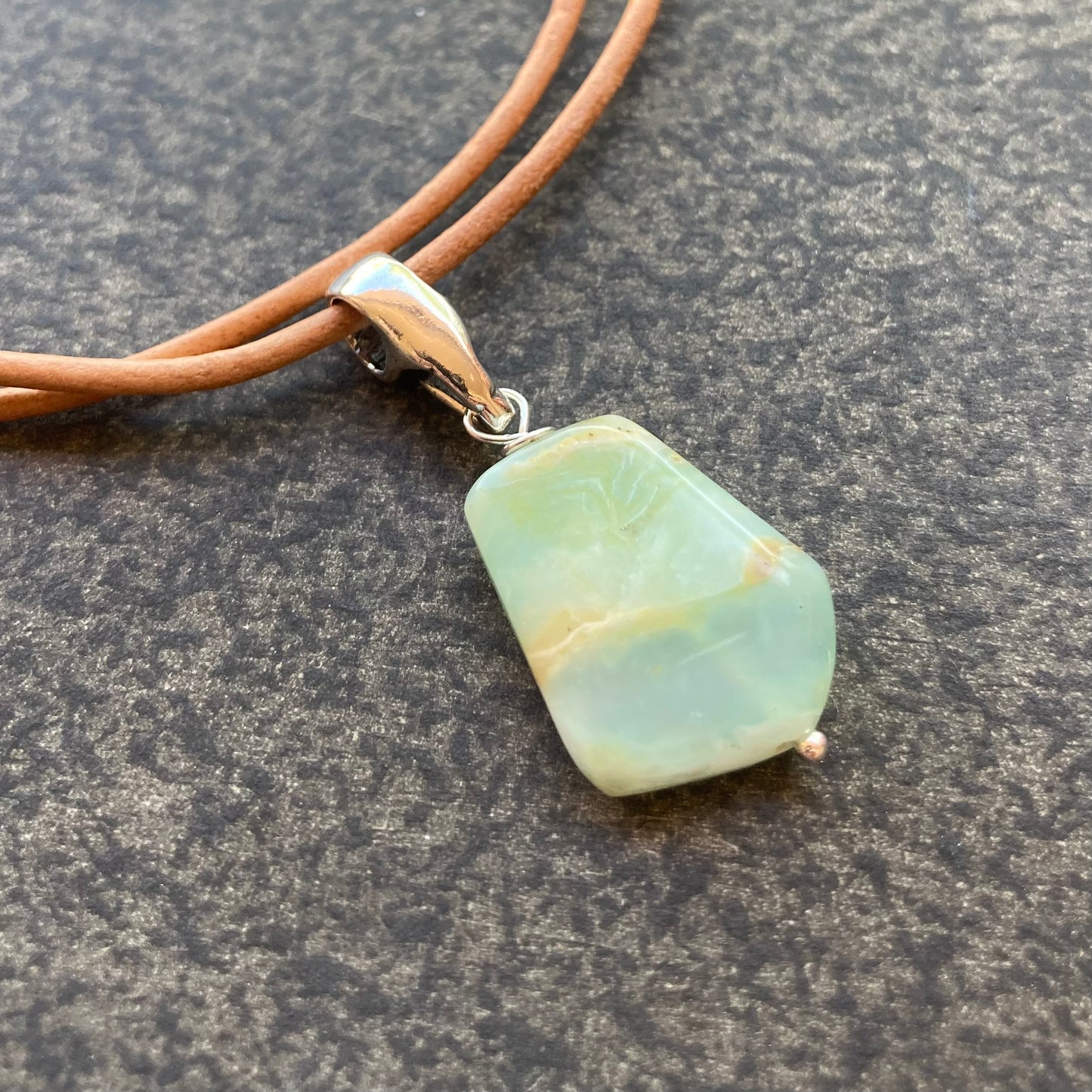 Peruvian Opal & Sterling Silver Leather Choker