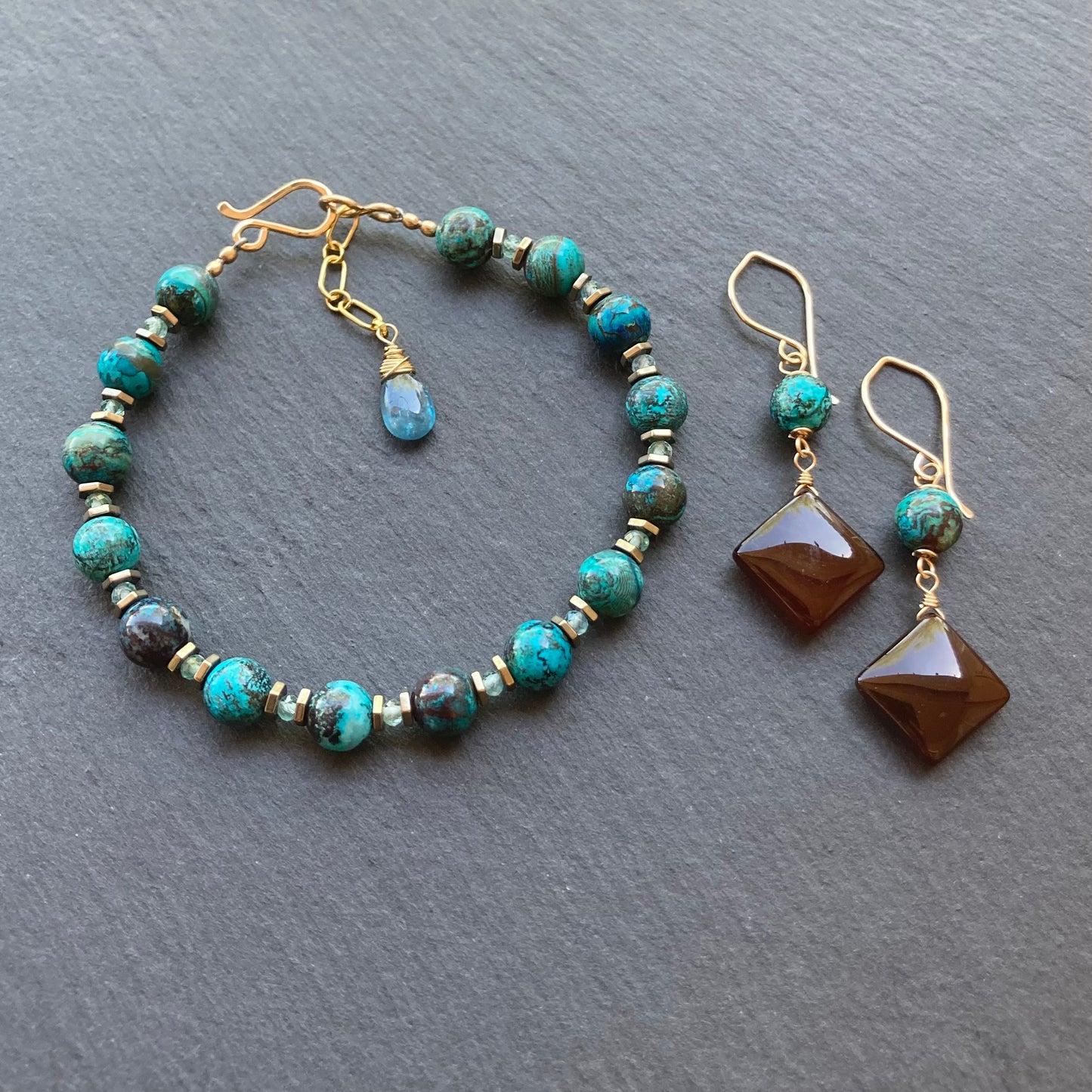 Shattuckite & Gold Bracelet