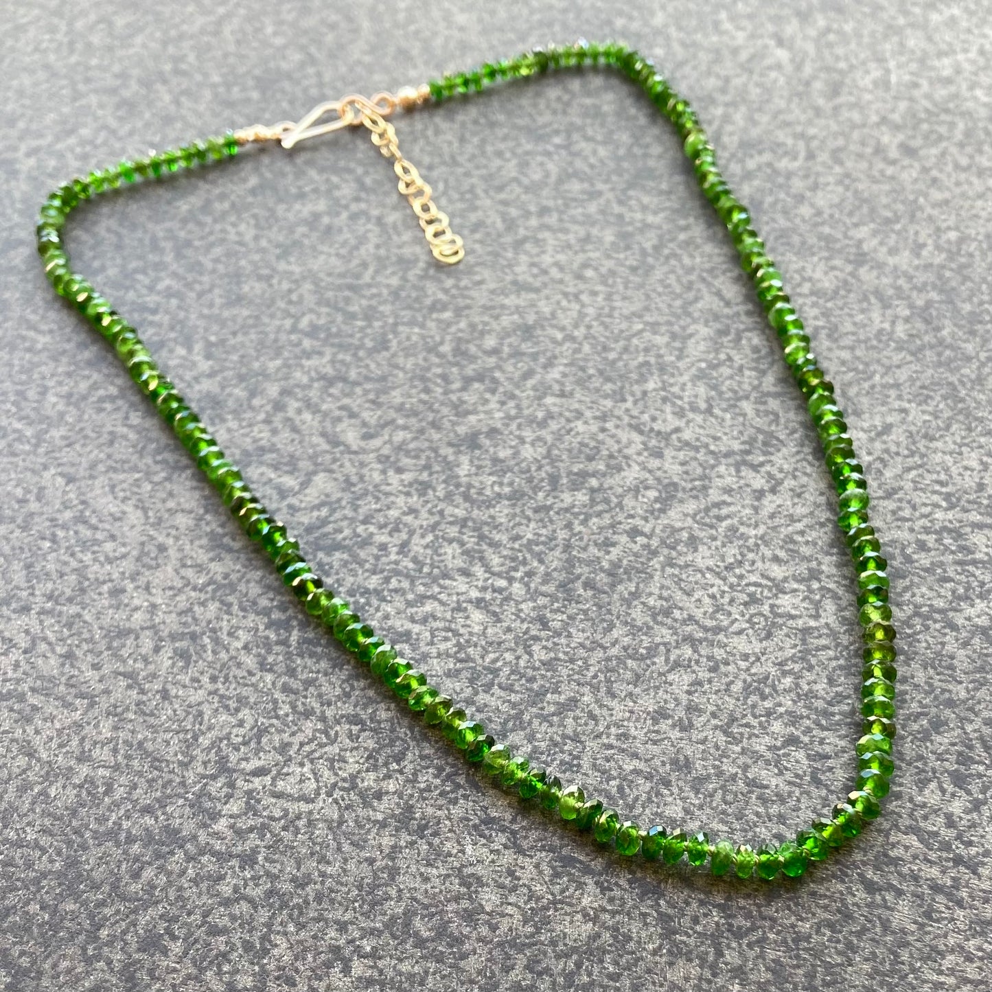 Chrome Diopside Hand Knotted Silk Necklace
