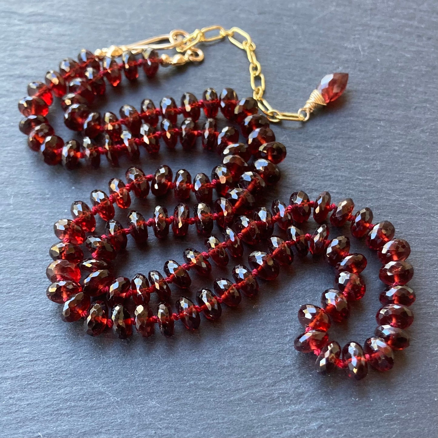 Mozambique Garnet Hand Knotted Silk Necklace