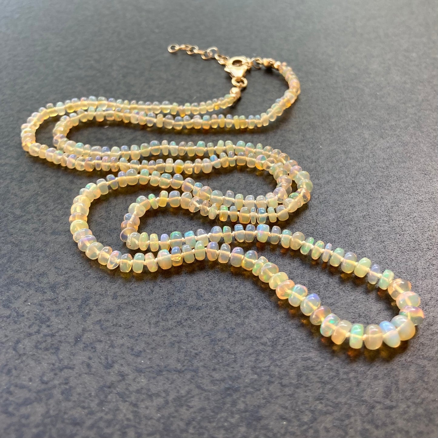 Ethiopian Golden Opal Hand Knotted Silk Necklace