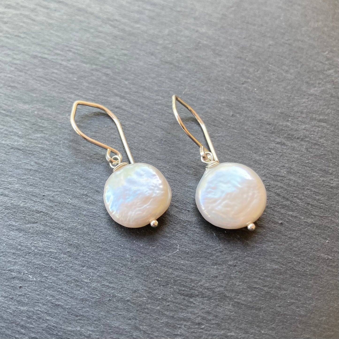 Freshwater Coin Pearl & Sterling Silver Earrings