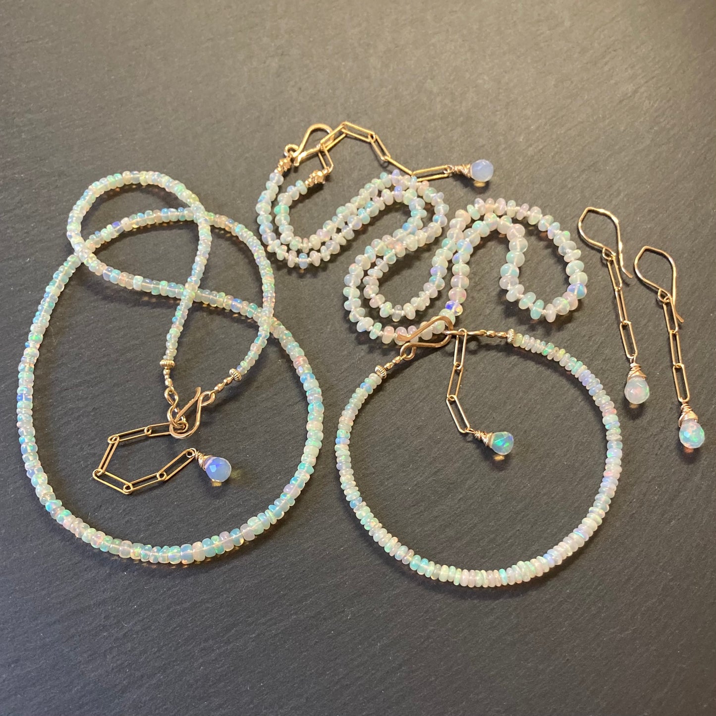 Ethiopian Opal & Gold Beaded Necklace