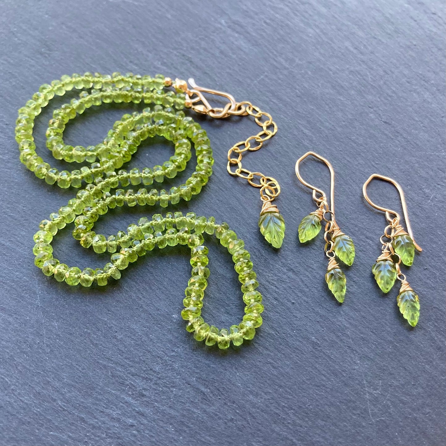 Peridot Hand Knotted Silk Necklace