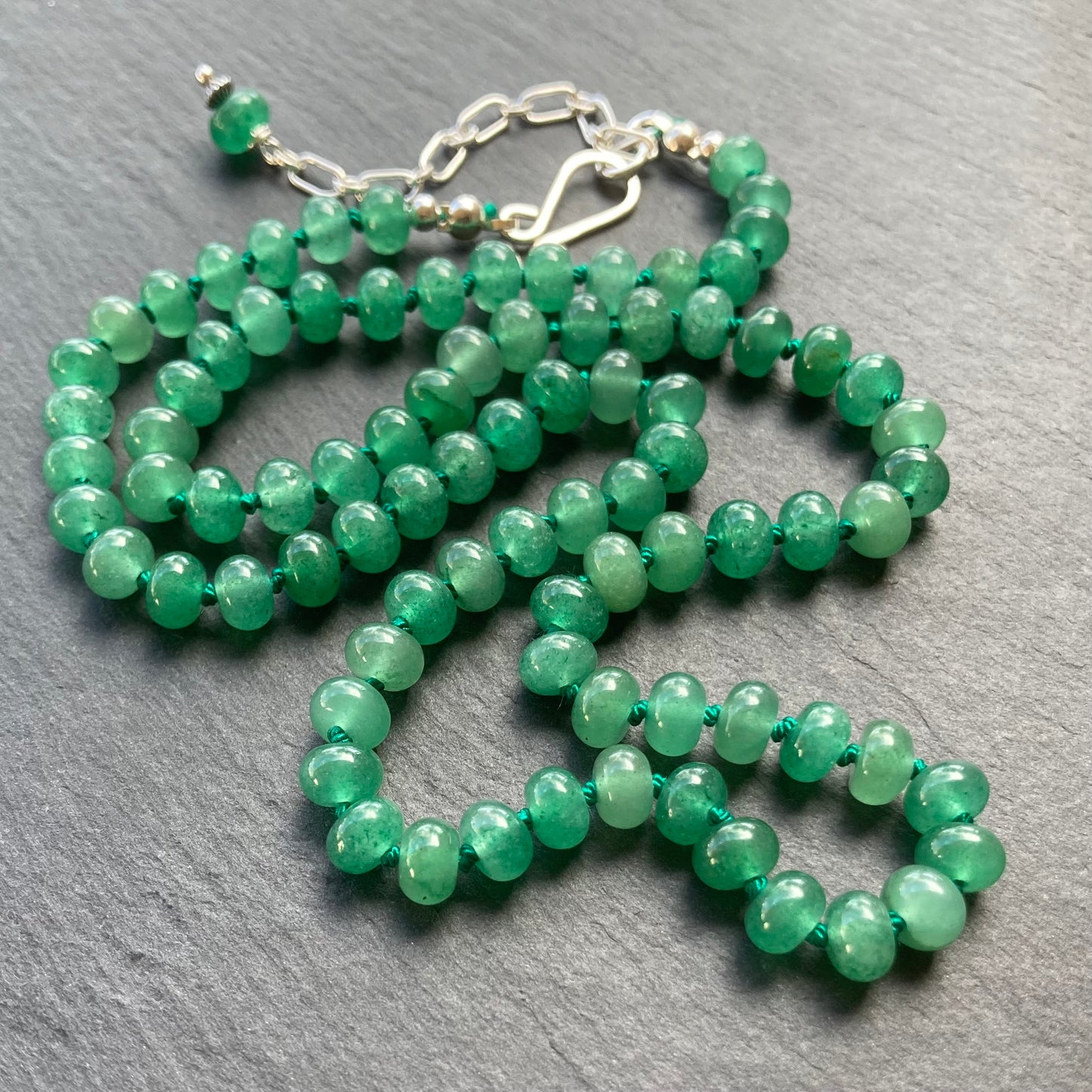 Aventurine Hand Knotted Silk Necklace
