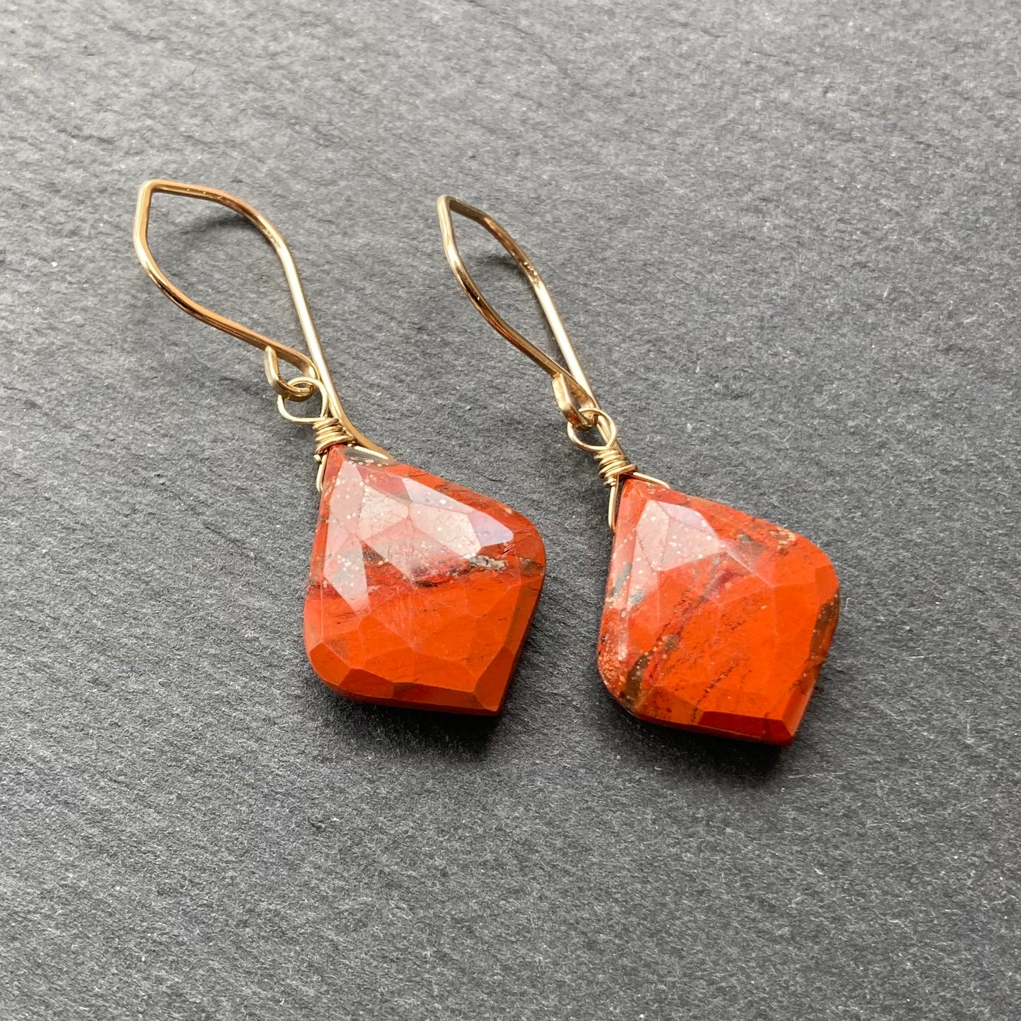 Red Jasper & Gold Earrings