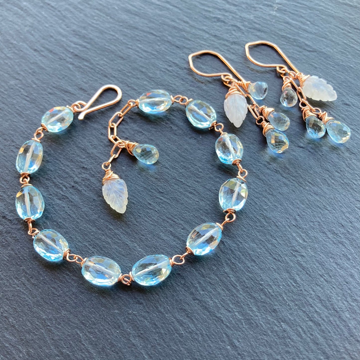 Blue Topaz & Rose Gold Bracelet