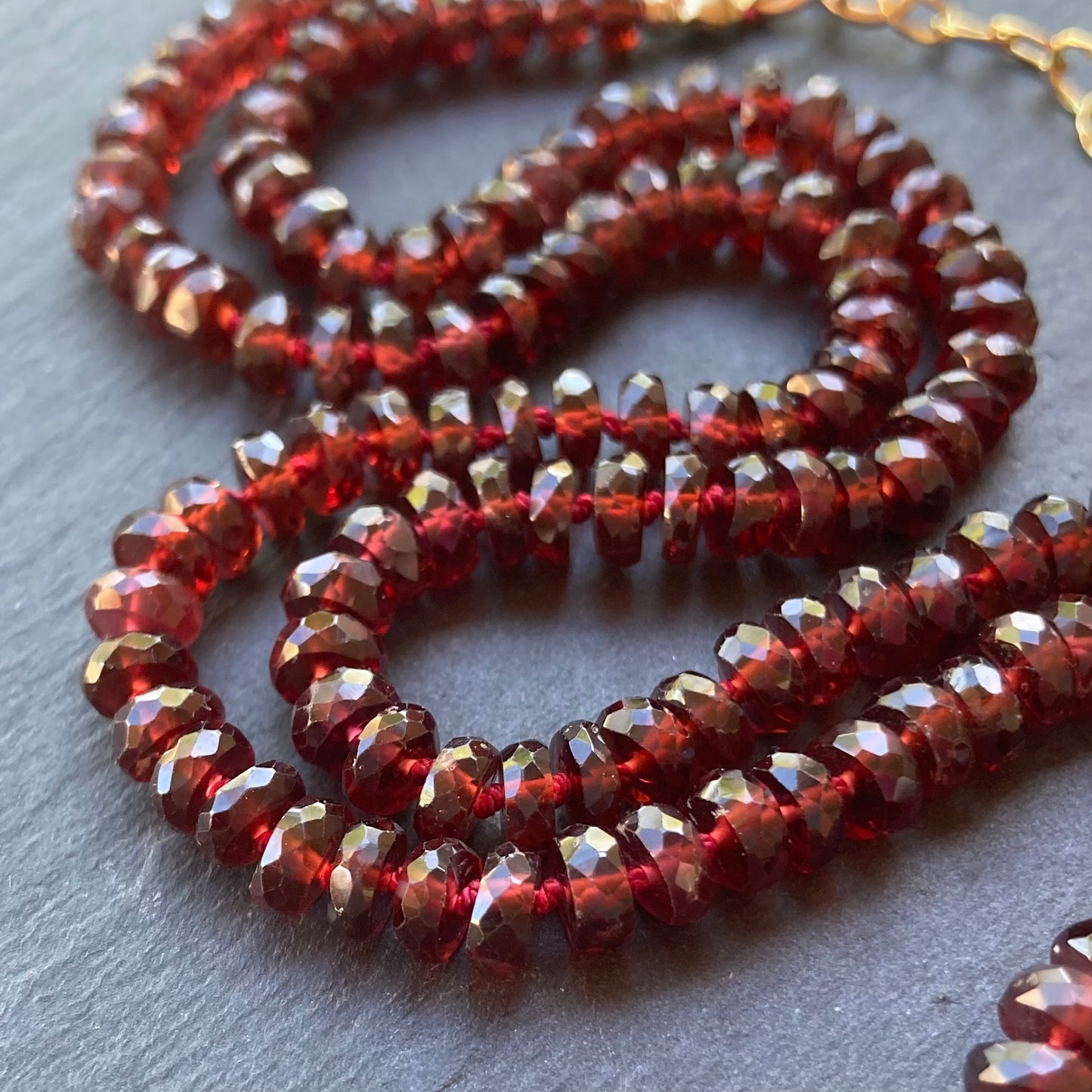 Mozambique Garnet Hand Knotted Silk Necklace