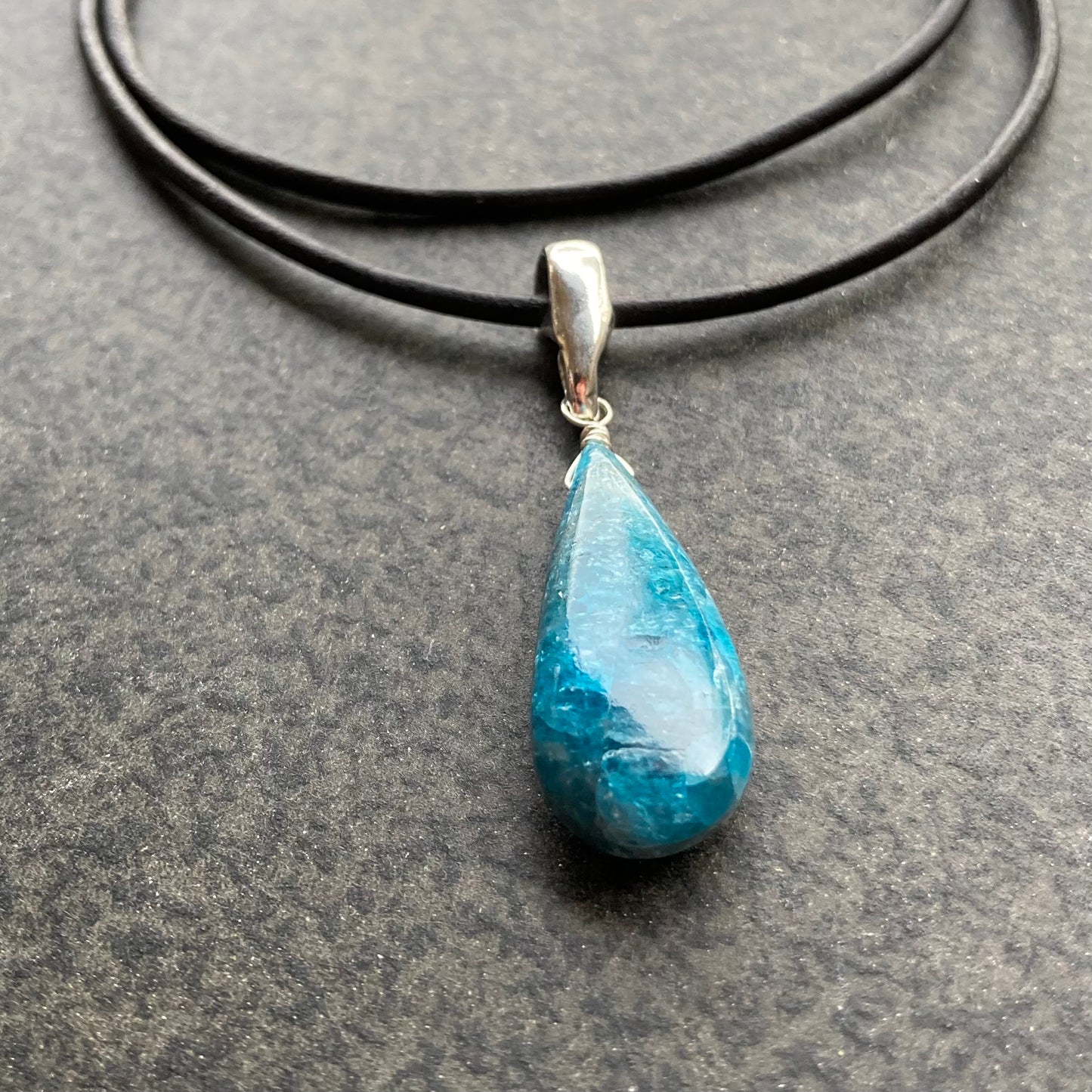 Apatite & Sterling Silver Leather Choker