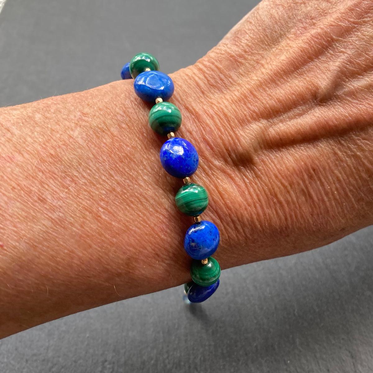 Lapis, Malachite & Gold Bracelet