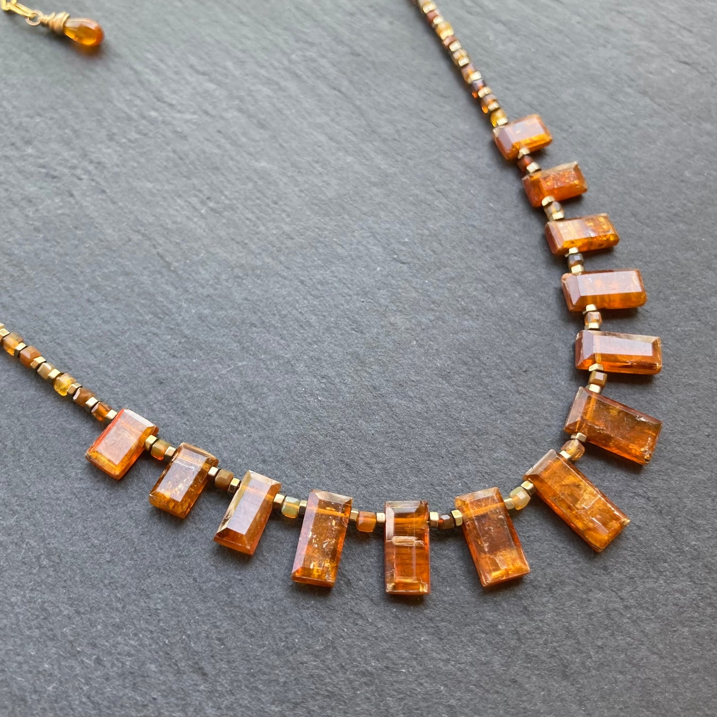 Orange Kyanite, Australian Fire Opal & Pyrite Collar