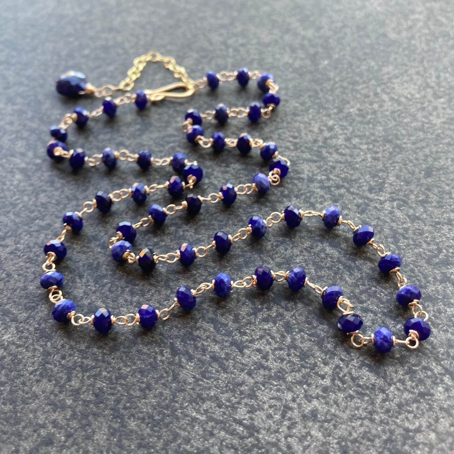 Sodalite & Gold Convertible Lariat Necklace