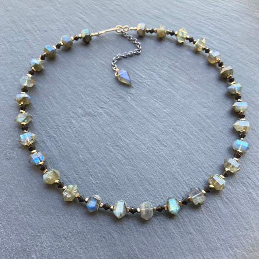 Labradorite, Black Spinel & Pyrite Collar
