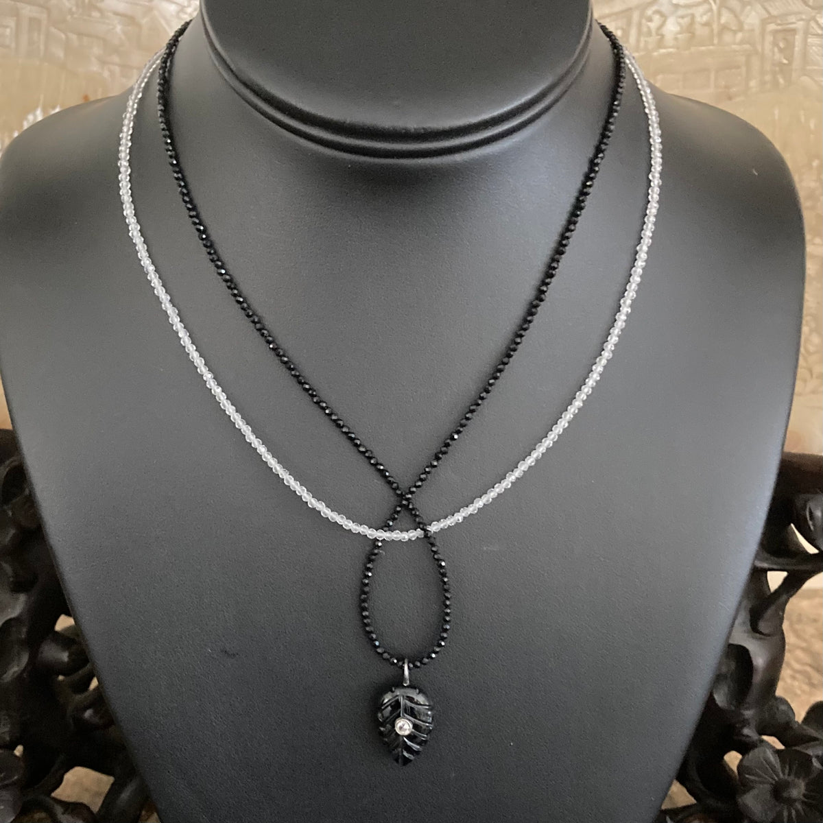Black Onyx, Rock Quartz & Sterling Silver Yin Yang Choker
