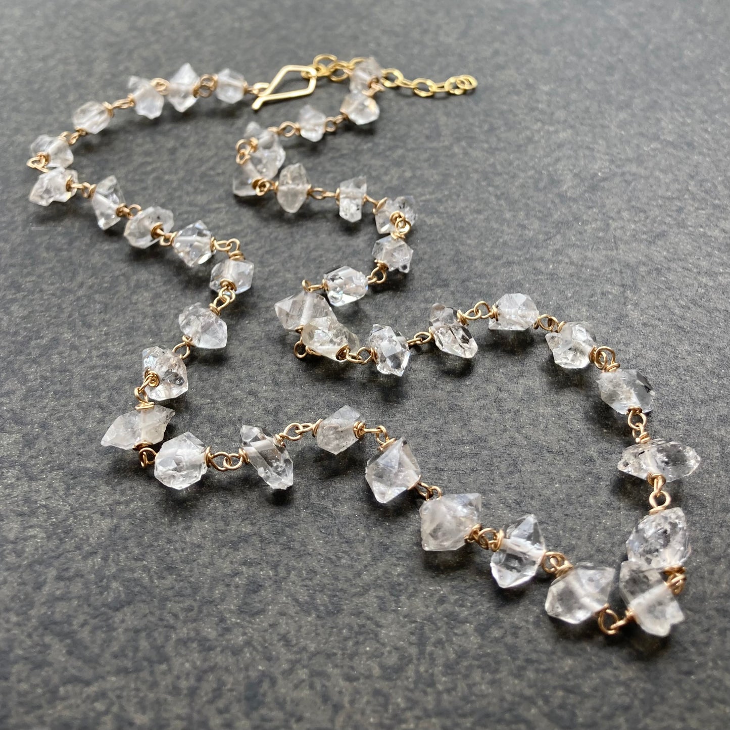 Raw Herkimer Diamond & Gold Necklace