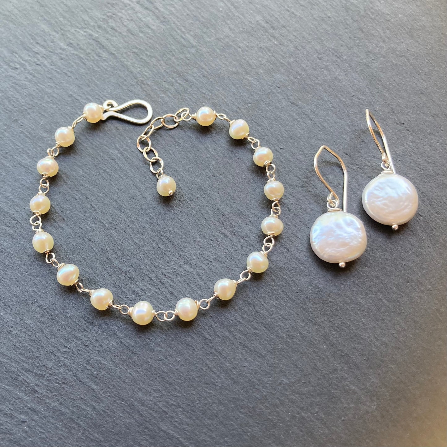 Freshwater Coin Pearl & Sterling Silver Earrings
