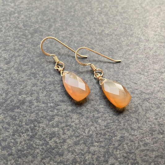 Natural Chalcedony & 14k Gold Earrings