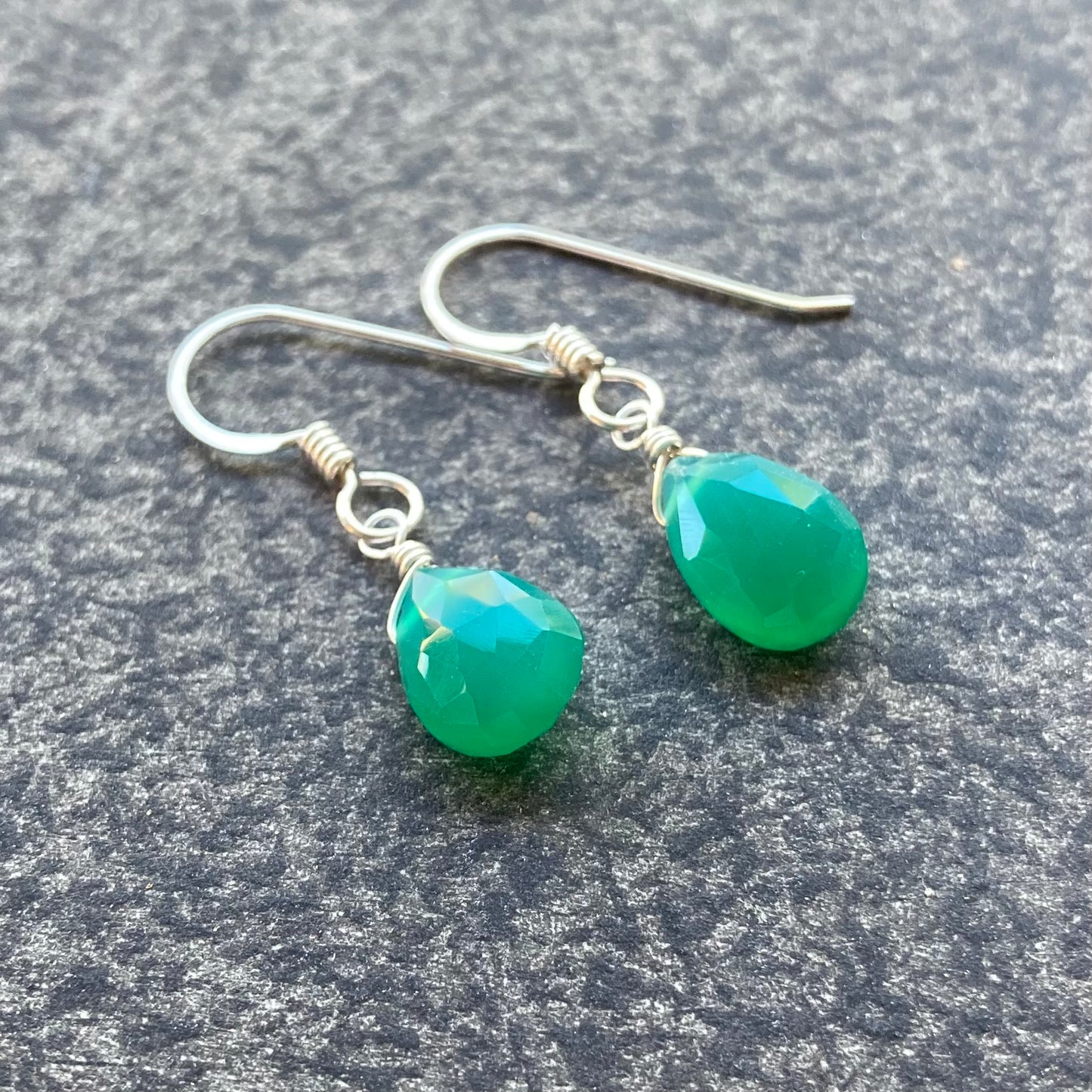 Green Onyx & Sterling Silver Earrings