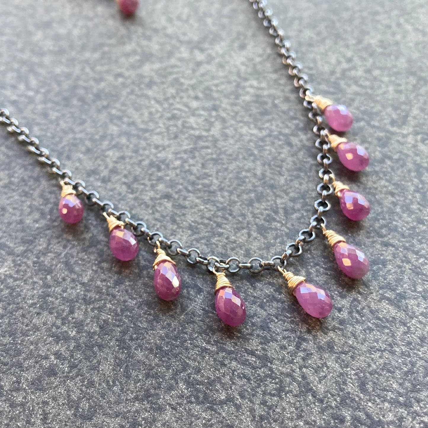 Ruby & Mixed Metal Charm Choker