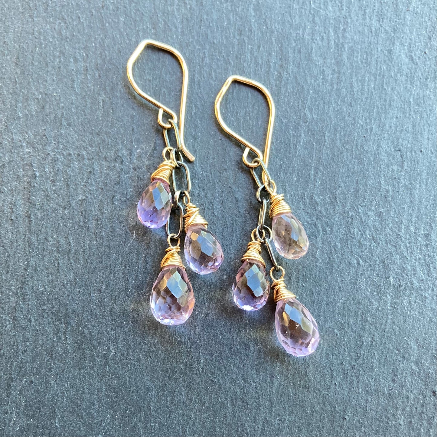 Ametrine & Mixed Metal Cascade Earrings