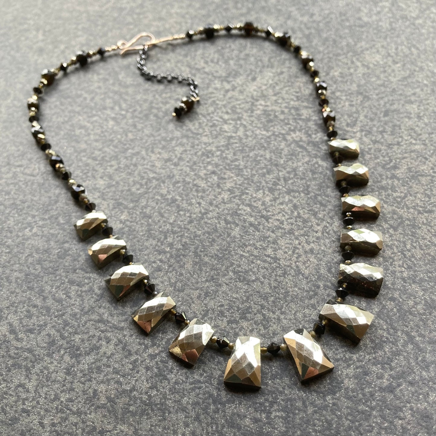 Pyrite, Golden Obsidian, Black Spinel & Mixed Metal Collar