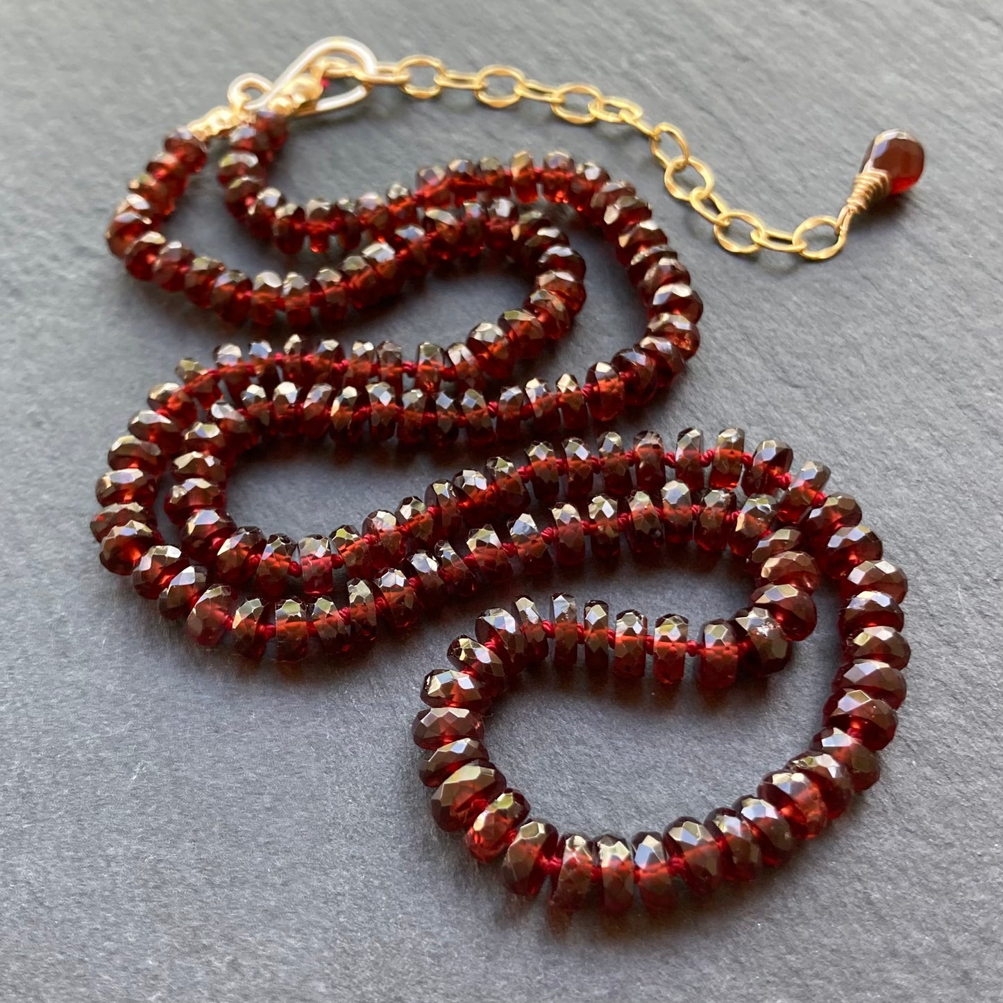 Mozambique Garnet Hand Knotted Silk Necklace