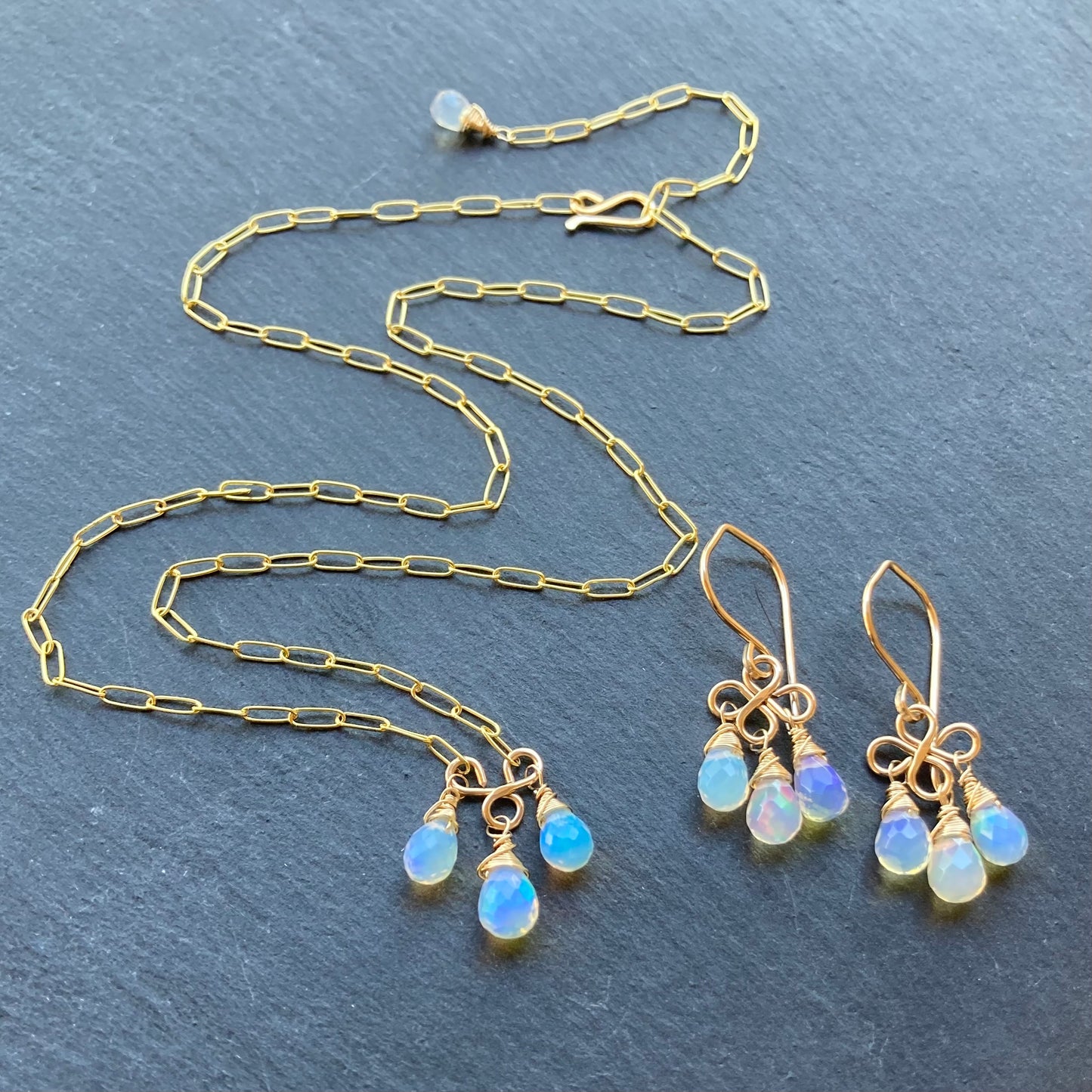 Ethiopian Opal & Gold Pendant Necklace