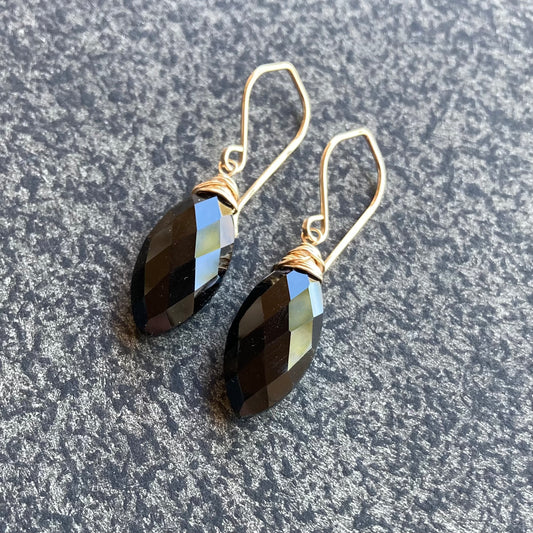 Black Onyx & Gold Earrings