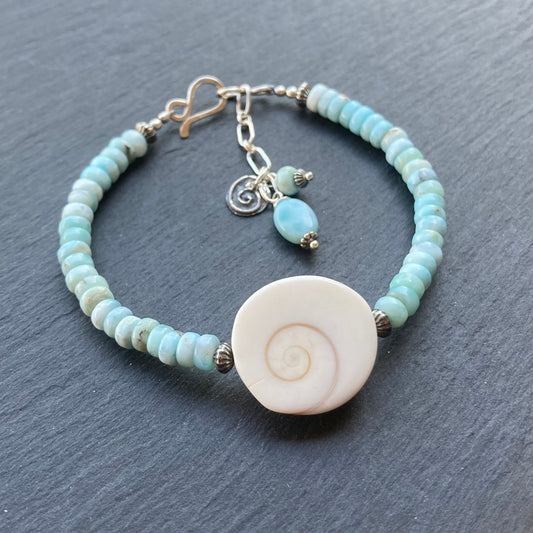 Larimar & Sterling Silver Shiva Eye Bracelet