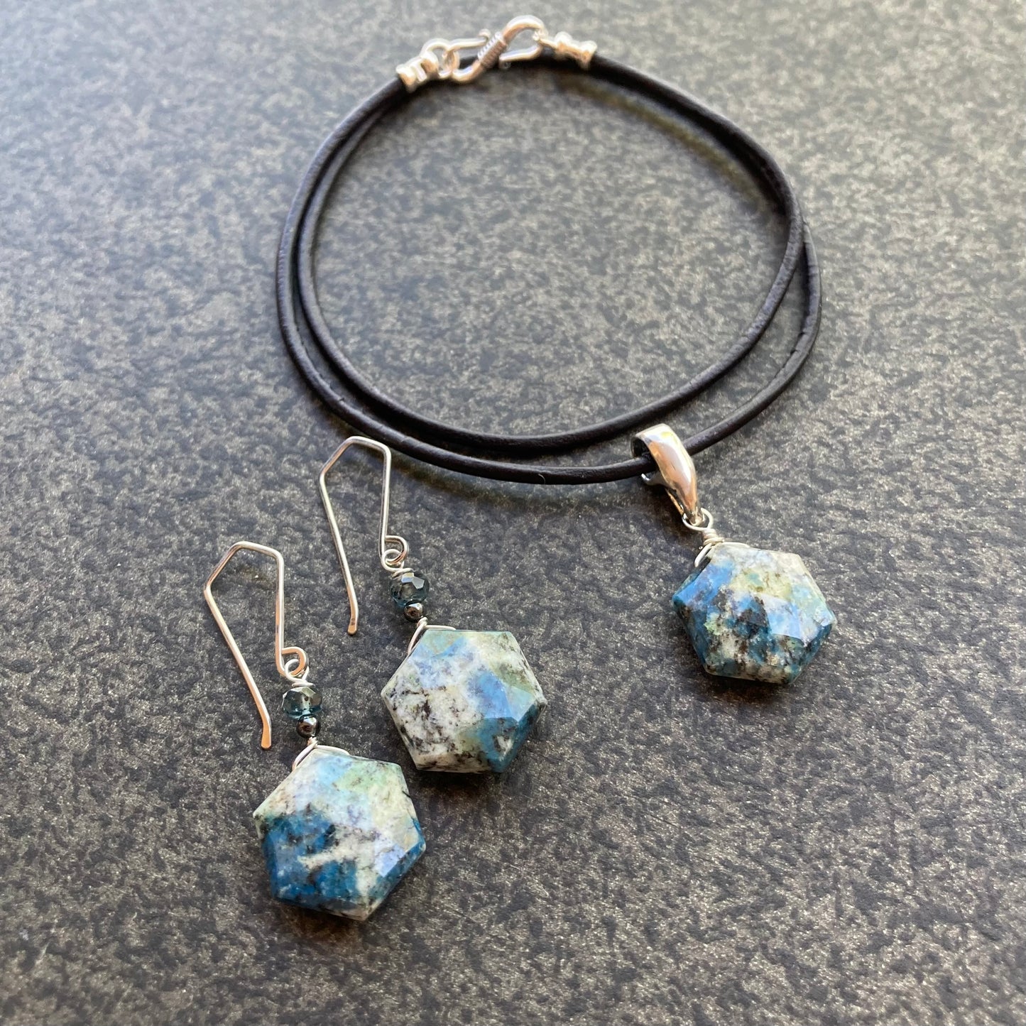 K2 Jasper, Moss Kyanite & Sterling Silver Earrings