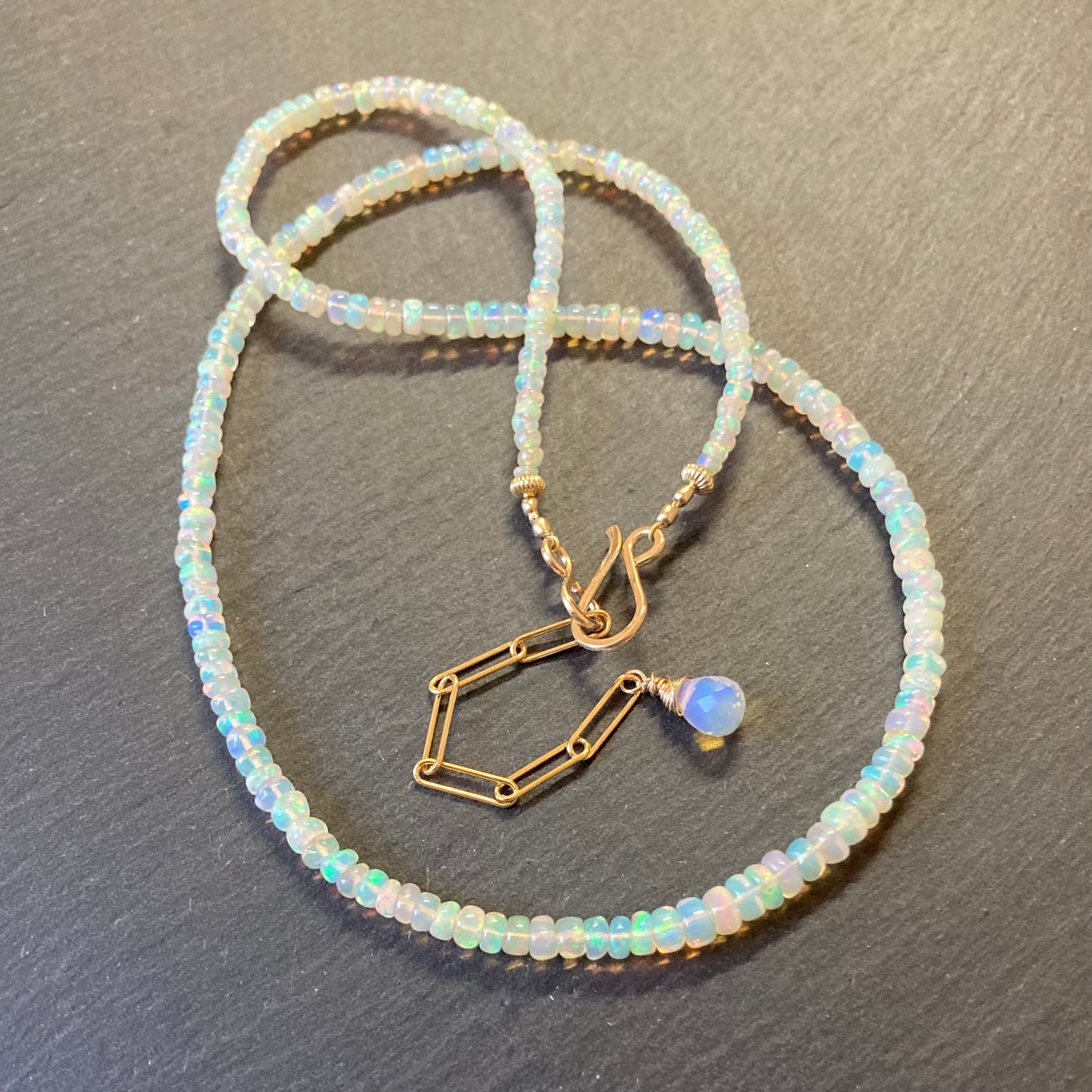Ethiopian Opal & Gold Beaded Necklace