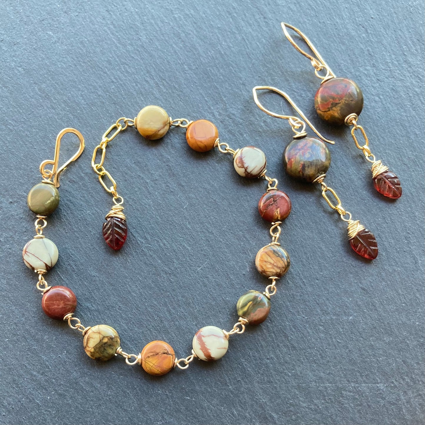 Red Creek Jasper & Gold Bracelet