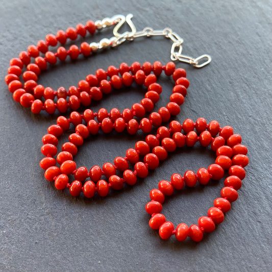 Bamboo Coral Hand Knotted Silk Necklace