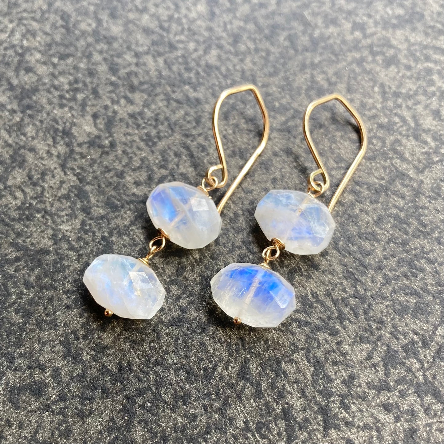 Rainbow Moonstone & Gold Earrings