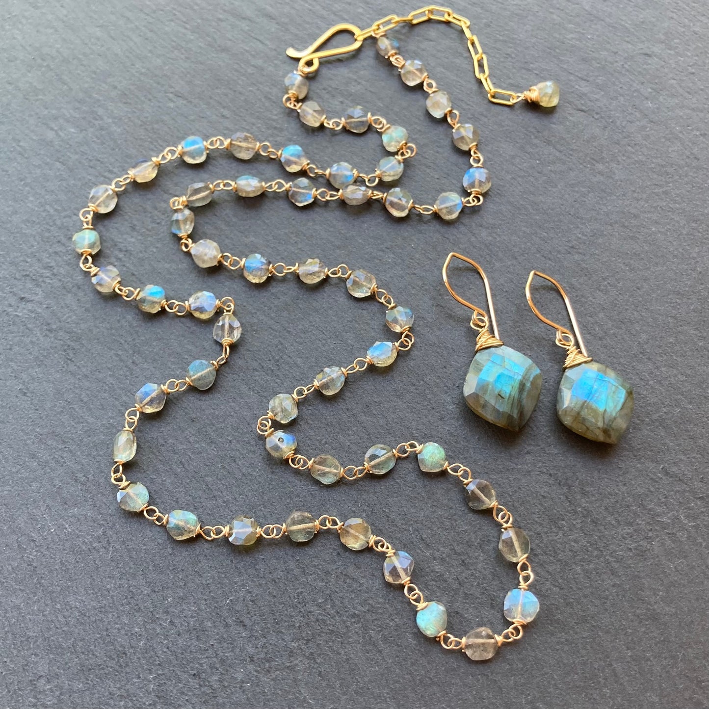 Labradorite & Gold Earrings