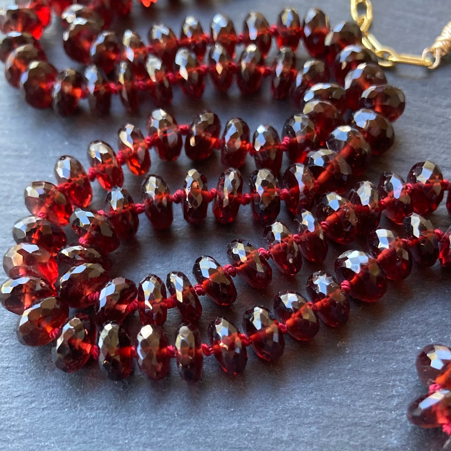Mozambique Garnet Hand Knotted Silk Necklace