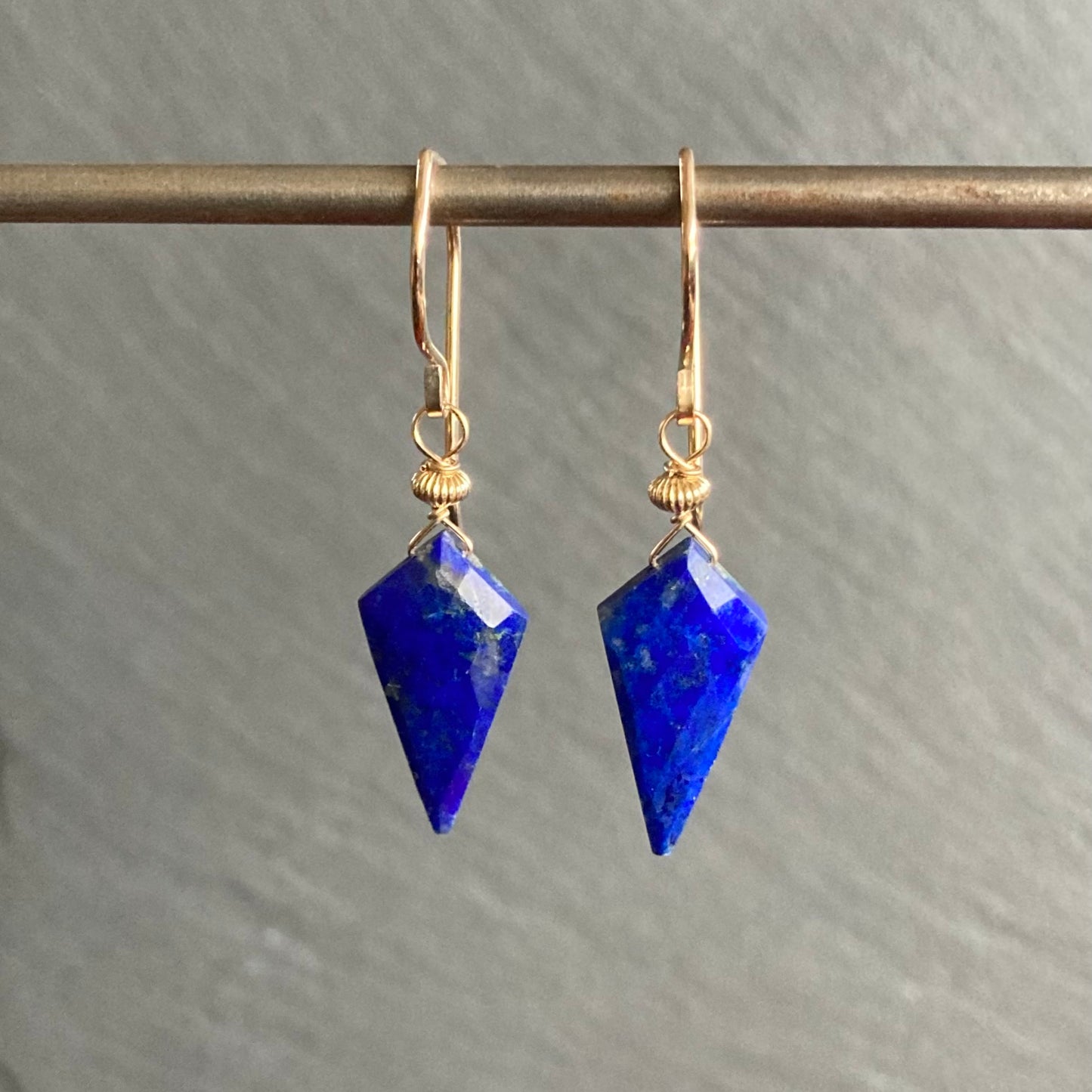 Lapis Lazuli & Gold Arrowhead Earrings