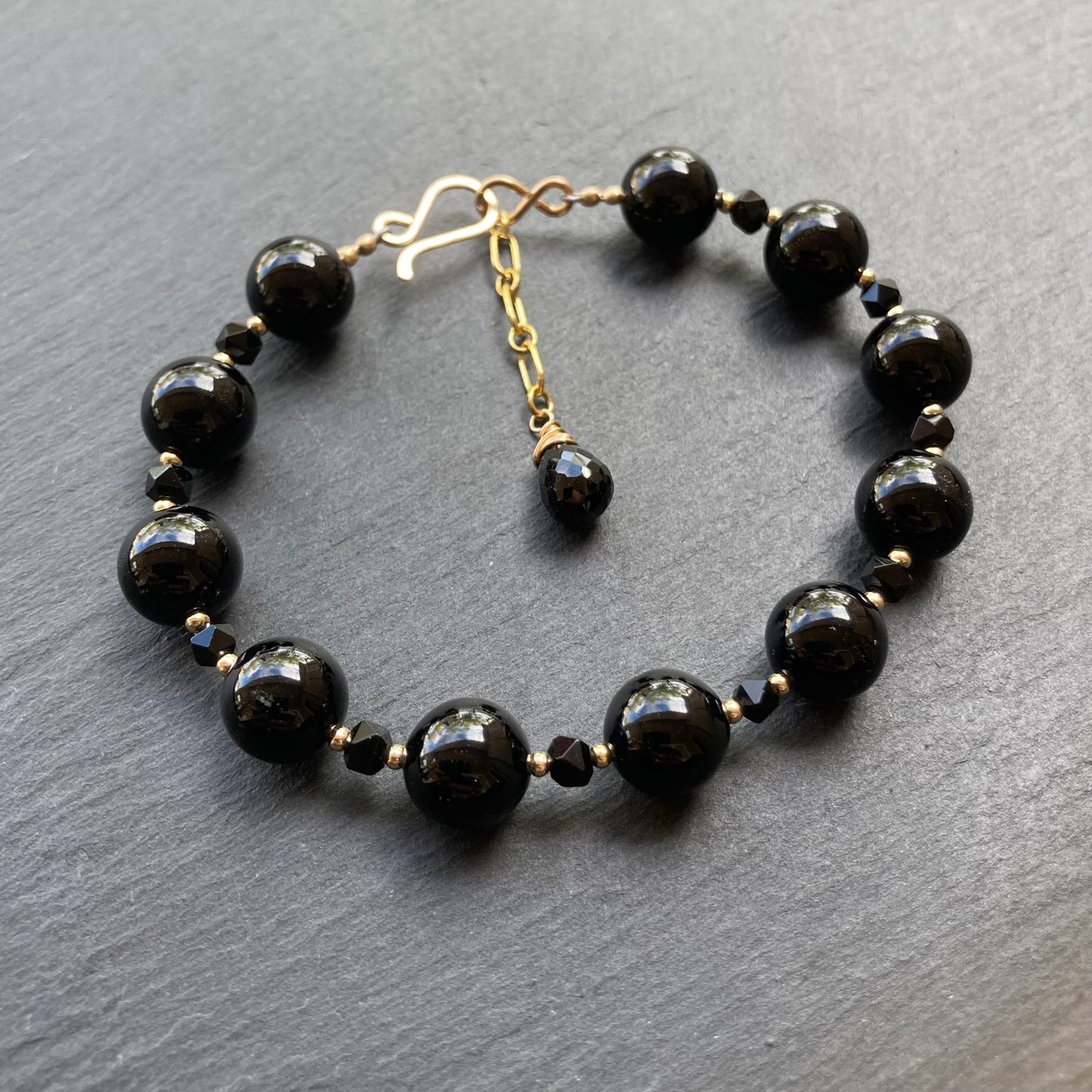 Black Onyx & Gold Bracelet